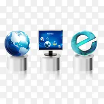 显示器地球互联网免抠素材-空若网 显示器地球互联网免抠素材-空若网