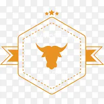 矢量橙色简约公牛盾牌-空若网 矢量橙色简约公牛盾牌-空若网