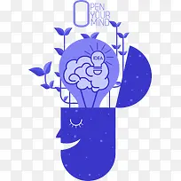 手绘小清新灯泡插画图案-空若网 手绘小清新灯泡插画图案-空若网