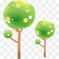 卡通绿树黄花两颗树儿童节素材-空若网 卡通绿树黄花两颗树儿童节素材-空若网