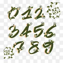树叶花朵绿色数字-空若网 树叶花朵绿色数字-空若网