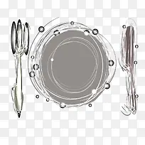 矢量线稿速绘刀叉餐具-空若网 矢量线稿速绘刀叉餐具-空若网