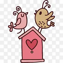 卡通手绘 爱情鸟 爱心-空若网 卡通手绘 爱情鸟 爱心-空若网