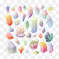 矢量手绘彩色水晶宝石-空若网 矢量手绘彩色水晶宝石-空若网