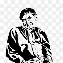 黑白手绘卡通霍金-空若网 黑白手绘卡通霍金-空若网