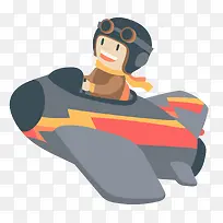 开飞机的男孩创意插画-空若网 开飞机的男孩创意插画-空若网