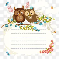 春天树枝猫头鹰信纸-空若网 春天树枝猫头鹰信纸-空若网