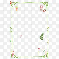 手绘饮料装饰绿色线条边框-空若网 手绘饮料装饰绿色线条边框-空若网