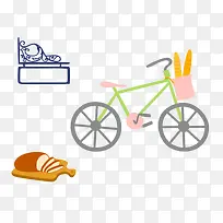 清新手绘食物与单车素材-空若网 清新手绘食物与单车素材-空若网