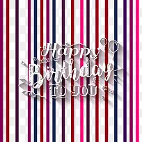 彩色条纹生日贺卡矢量图-空若网 彩色条纹生日贺卡矢量图-空若网