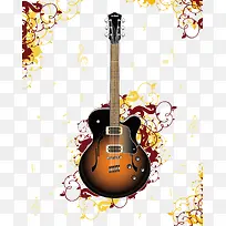 潮流吉他和花纹边框矢量素材-空若网 潮流吉他和花纹边框矢量素材-空若网