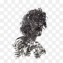 黑白树枝拼接大叔头像-空若网 黑白树枝拼接大叔头像-空若网