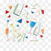 手绘酒瓶酒杯漏斗矢量图-空若网 手绘酒瓶酒杯漏斗矢量图-空若网