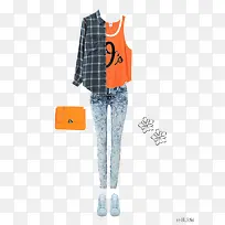 橙色T恤和牛仔裤-空若网 橙色T恤和牛仔裤-空若网