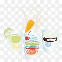 手绘3杯饮料夏天饮料-空若网 手绘3杯饮料夏天饮料-空若网