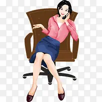 坐在椅子上打电话的女人-空若网 坐在椅子上打电话的女人-空若网