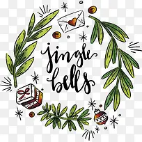 手绘水彩树枝圣诞标题框-空若网 手绘水彩树枝圣诞标题框-空若网