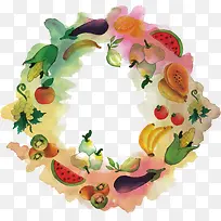 水彩水果花环-空若网 水彩水果花环-空若网