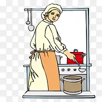 在厨房做饭的家庭主妇-空若网 在厨房做饭的家庭主妇-空若网