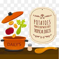 在厨房做饭的矢量背景-空若网 在厨房做饭的矢量背景-空若网