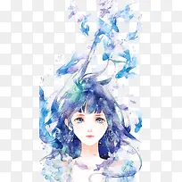 蓝色水彩美女-空若网 蓝色水彩美女-空若网