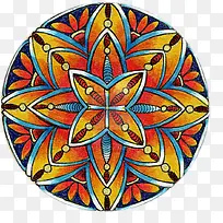 橙色和蓝色箭头组成的对称圆盘-空若网 橙色和蓝色箭头组成的对称圆盘-空若网