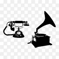 复古留声机和电话-空若网 复古留声机和电话-空若网