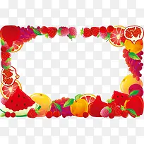 矢量红色水果边框-空若网 矢量红色水果边框-空若网