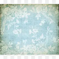 蓝色复古花卉壁纸背景-空若网 蓝色复古花卉壁纸背景-空若网