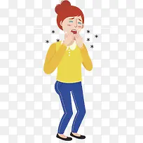 手绘不舒服的女孩-空若网 手绘不舒服的女孩-空若网