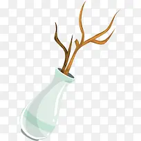 矢量图简约的花瓶树枝-空若网 矢量图简约的花瓶树枝-空若网