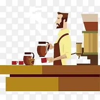 矢量图简约调咖啡师-空若网 矢量图简约调咖啡师-空若网