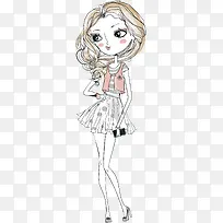 手绘卡通时尚美女素材-空若网 手绘卡通时尚美女素材-空若网