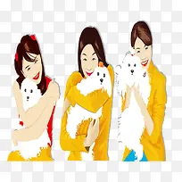 三个抱着宠物狗的女人-空若网 三个抱着宠物狗的女人-空若网