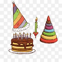 手绘蛋糕帽子蜡烛-空若网 手绘蛋糕帽子蜡烛-空若网