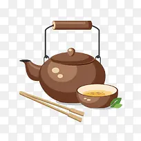 灰色扁平化茶壶卡通插画-空若网 灰色扁平化茶壶卡通插画-空若网