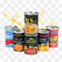 产品实物喷溅的橙汁饮料罐头-空若网 产品实物喷溅的橙汁饮料罐头-空若网