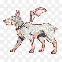 带翅膀和项圈的恶犬-空若网 带翅膀和项圈的恶犬-空若网