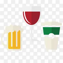 扁平化红酒和饮料矢量素材-空若网 扁平化红酒和饮料矢量素材-空若网