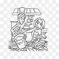 简笔手绘一团乱的厨房-空若网 简笔手绘一团乱的厨房-空若网