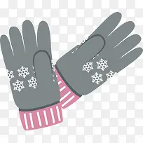 雪花花纹灰色手套-空若网 雪花花纹灰色手套-空若网