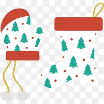 圣诞树花纹圣诞袜和手套-空若网 圣诞树花纹圣诞袜和手套-空若网