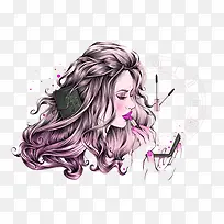 化妆品美女插画-空若网 化妆品美女插画-空若网