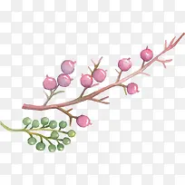 粉色绿色树枝果实卡通背景素材-空若网 粉色绿色树枝果实卡通背景素材-空若网
