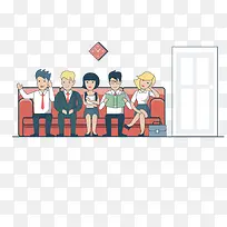 在家里齐聚的扁平化插图-空若网 在家里齐聚的扁平化插图-空若网