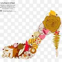 潮流花朵高跟鞋纹样矢量素材-空若网 潮流花朵高跟鞋纹样矢量素材-空若网