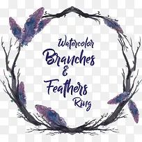 紫色羽毛树枝花环-空若网 紫色羽毛树枝花环-空若网