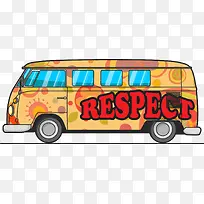 手绘黄色汽车大巴车-空若网 手绘黄色汽车大巴车-空若网