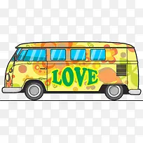 手绘黄色汽车大巴车-空若网 手绘黄色汽车大巴车-空若网