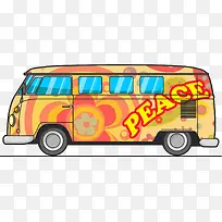 手绘黄色汽车大巴车-空若网 手绘黄色汽车大巴车-空若网